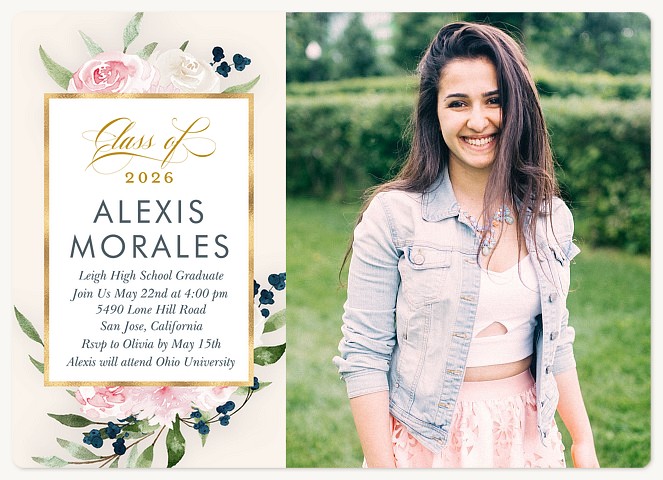 Graceful Floral Graduation Invitations