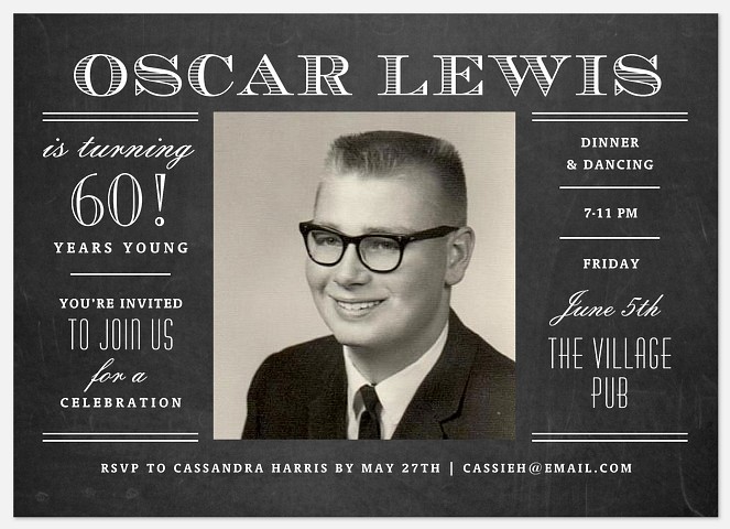 Classic Bulletin Adult Birthday Invitations