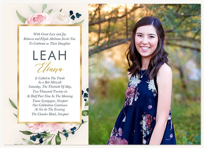 Floral Mix Bat Mitzvah Invitations