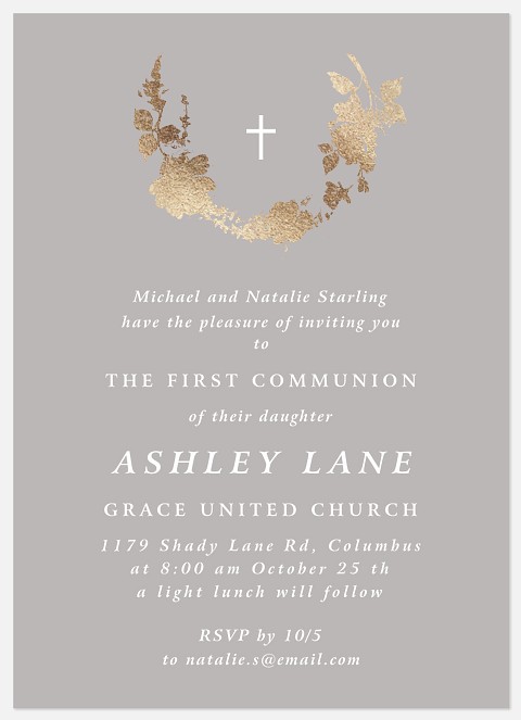 Gilded Curve First Communion Invitations