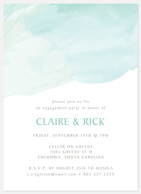 Watercolor Breeze Engagement Party Invitations
