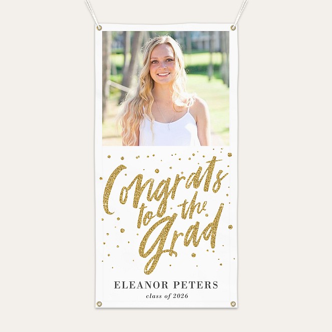Glittering Congrats Graduation Photo Banner  Custom Banners