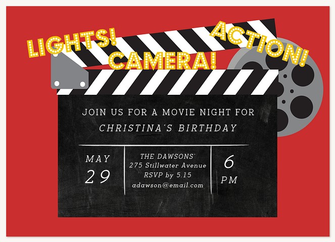 Movie Time Kids Birthday Invitations