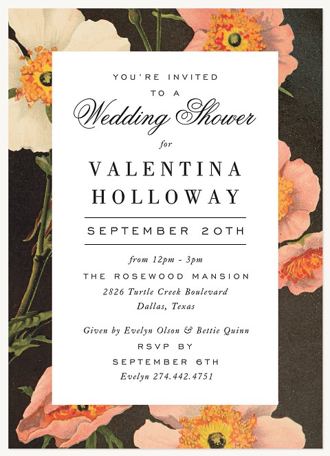 Poppy Garden Bridal Shower Invitations