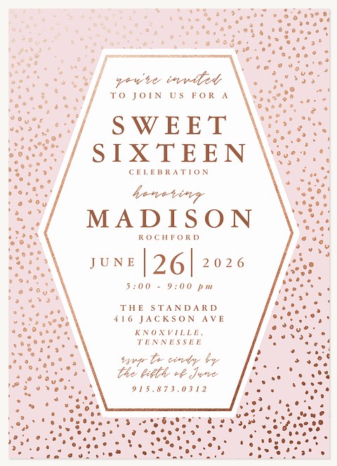 Shimmering Sixteen Teen Birthday Invitations