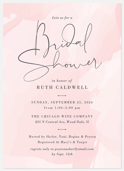 Abstract Brush Bridal Shower Invitations