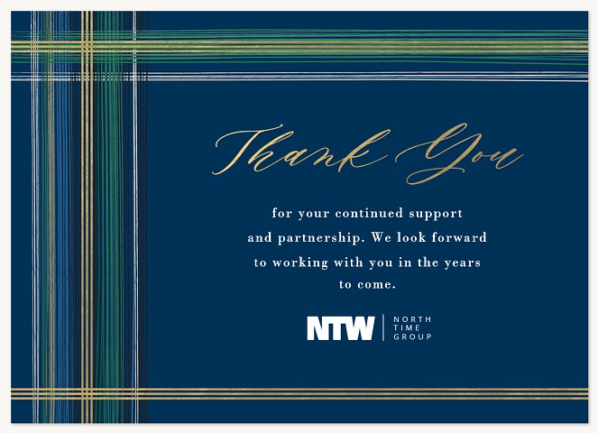 Stately Plaid Business Thank You Cards