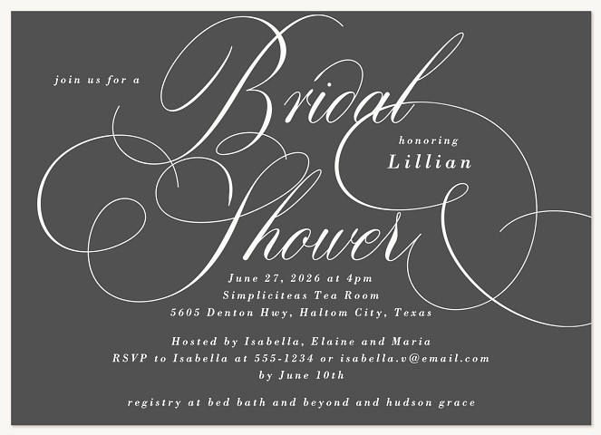 Uptown Script Bridal Shower Invitations