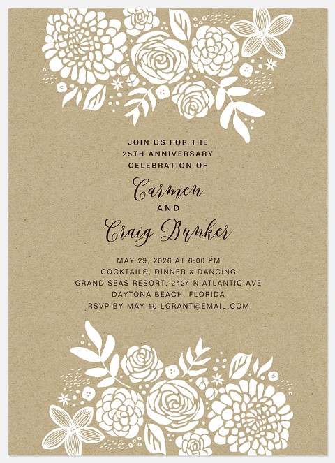 Rustic Kraft Anniversary Invitations