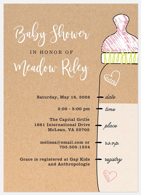 Baby Bottle Baby Shower Invitations