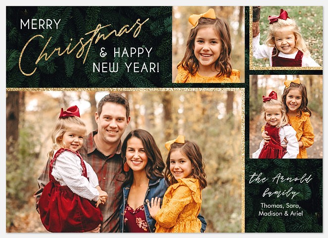 Vintage Pine Holiday Photo Cards