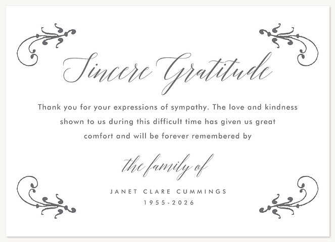 Elegant Remembrance Memorial & Sympathy Cards