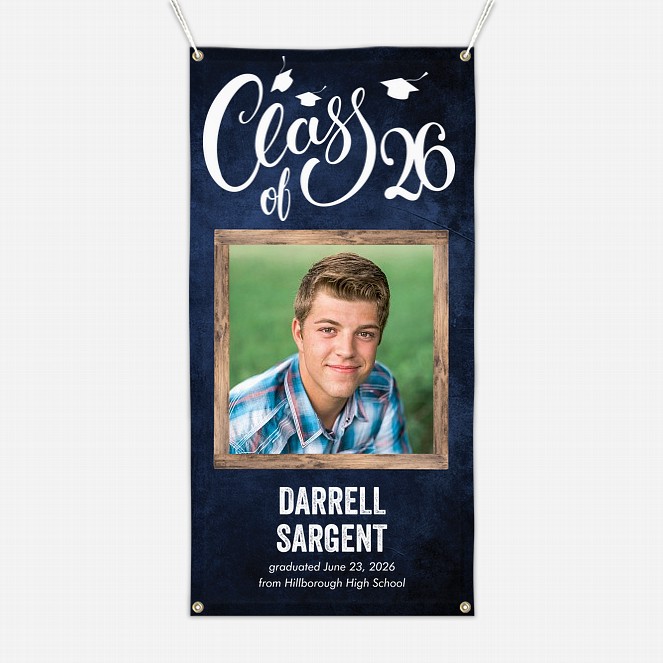 Flying Caps Graduation Photo Banner  Graduation Banners