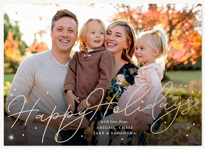 Golden Starbursts Personalized Holiday Cards