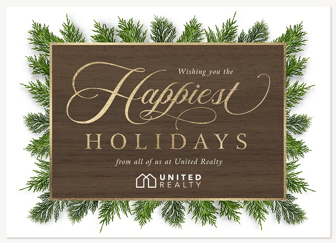 Cedar Accent Business Holiday Cards