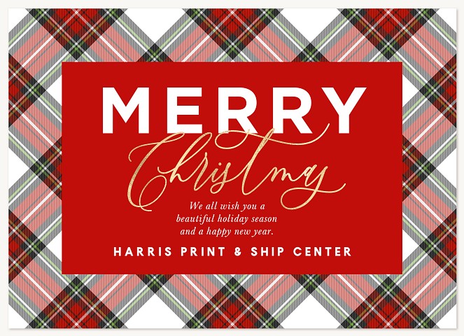 Merry Plaid Business Holiday Cards