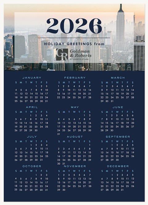 Contemporary Calendar Business Holiday Cards