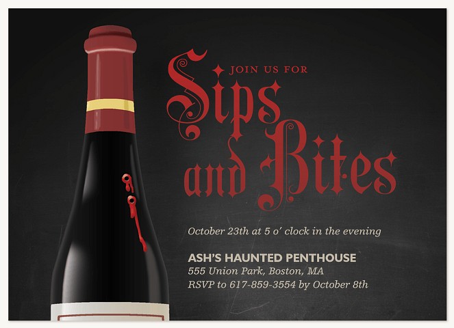 Sips and Bites Halloween Party Invitations