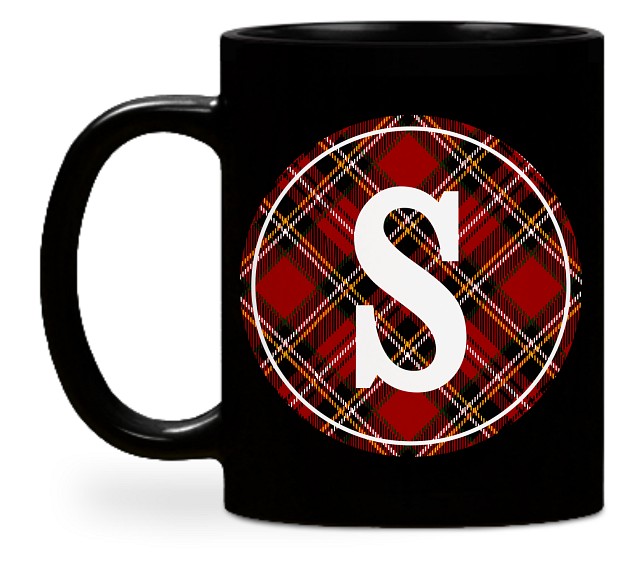 Plaid Monogram Custom Mugs