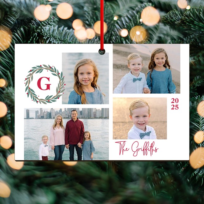 Monogram Collage Custom Ornaments