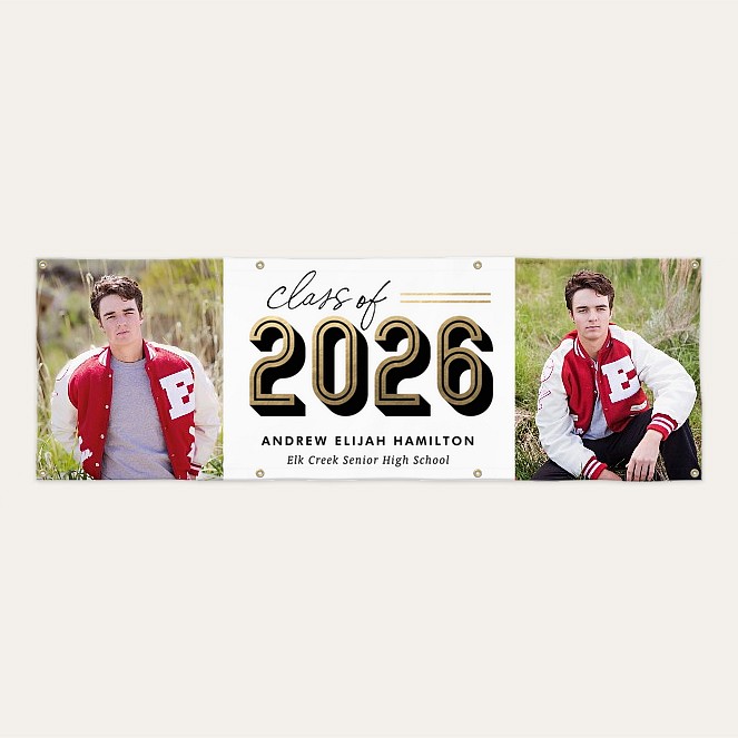 Classic Lines Graduation Photo Banner Custom Banners