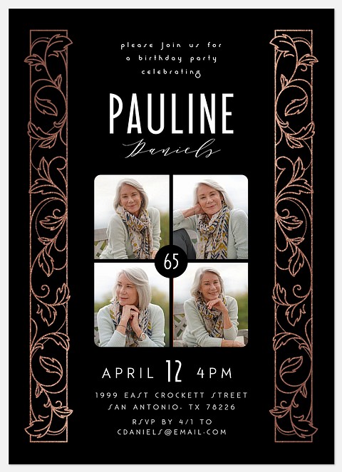 Deco Motif Adult Birthday Invitations