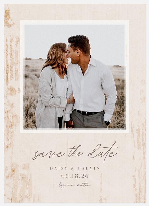 Etched Wood Save the Date Photo Cards