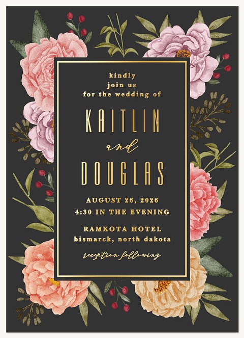 Midnight Floral Wedding Invitations