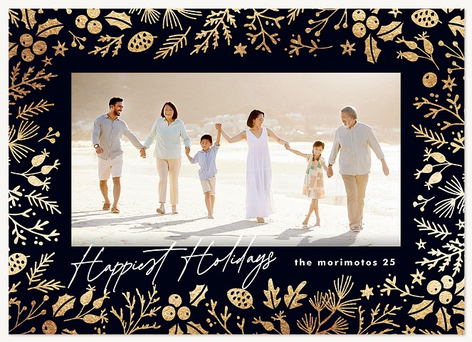Golden Foliage Personalized Holiday Cards