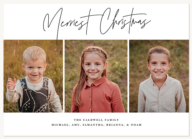 Minimalist Trio Personalized Holiday Cards