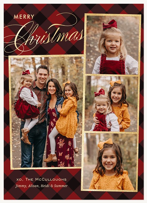 Plaid Lattice Personalized Holiday Cards