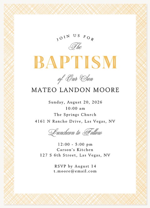 Linen Frame Baptisms & Christening Invitations