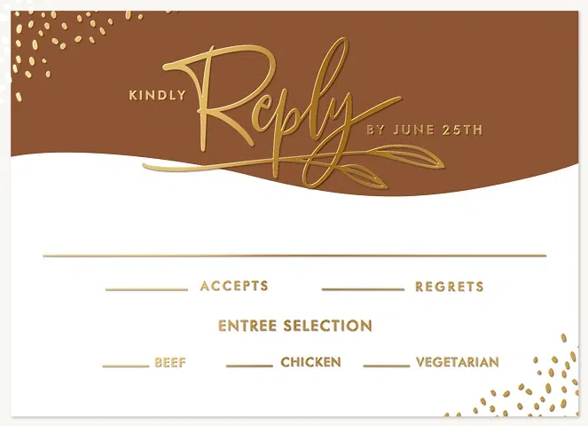 Gilded Rustic Wedding RSVP Cards