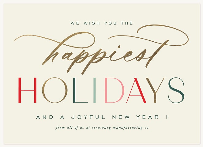 Colorful Type Business Holiday Cards