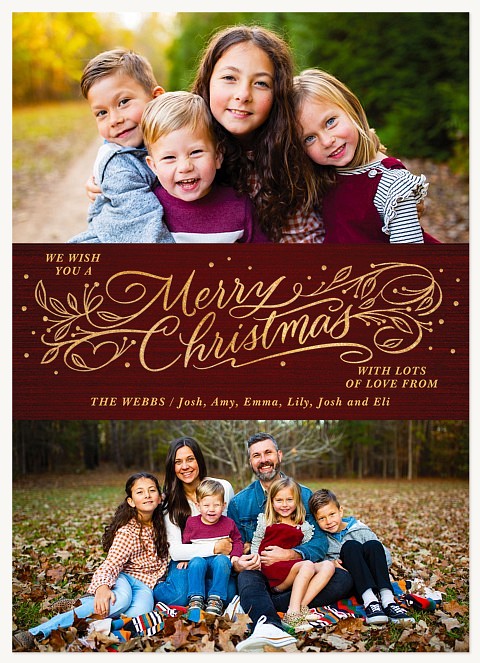 Leafy Lettering Personalized Holiday Cards