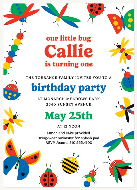 Little Bug Kids Birthday Invitations