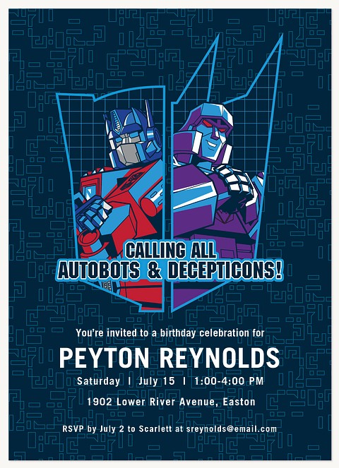 Transformers Big Duo Kids Birthday Invitations