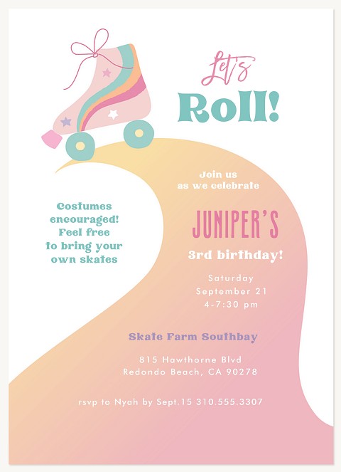 Rainbow Roll Kids Birthday Invitations