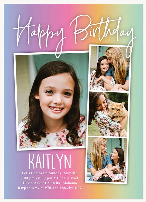 Rainbow Collage Kids Birthday Invitations