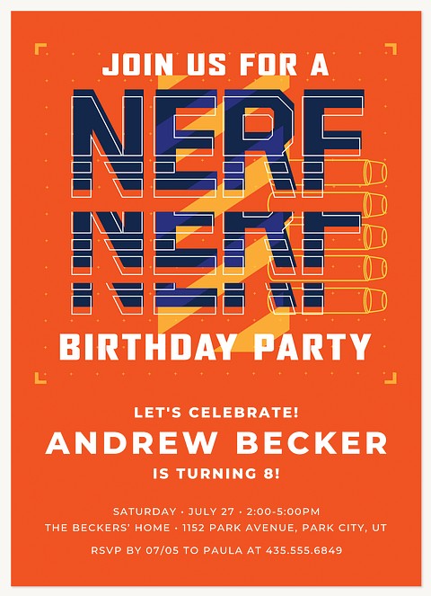 Nerf Triple Stack Kids Birthday Invitations