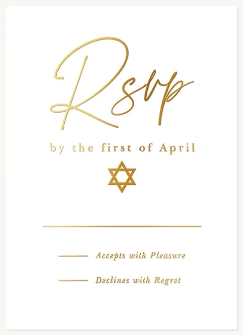 Gold Star Glamour Bat Mitzvah RSVP Cards