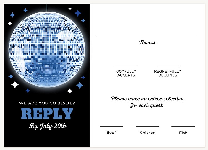 Disco Celebration Bar Mitzvah RSVP Cards