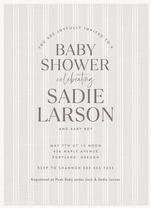 Striped Linen Baby Shower Invites