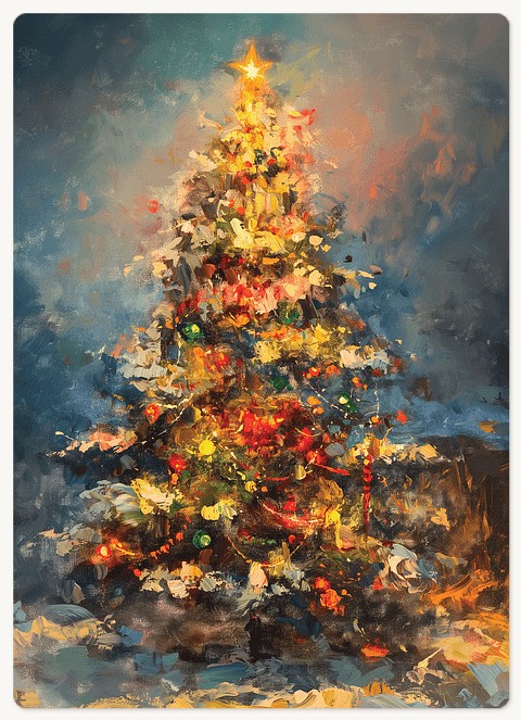 Glowing Tree Holiday & Christmas Magnet Cards