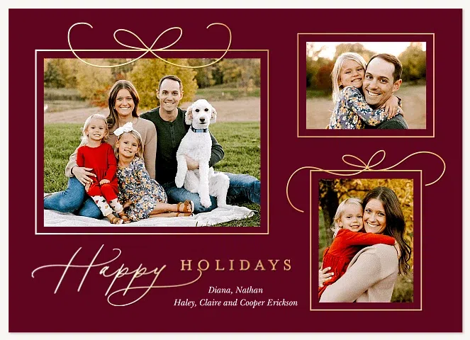 Ribbon Adorned Personalized Holiday Cards
