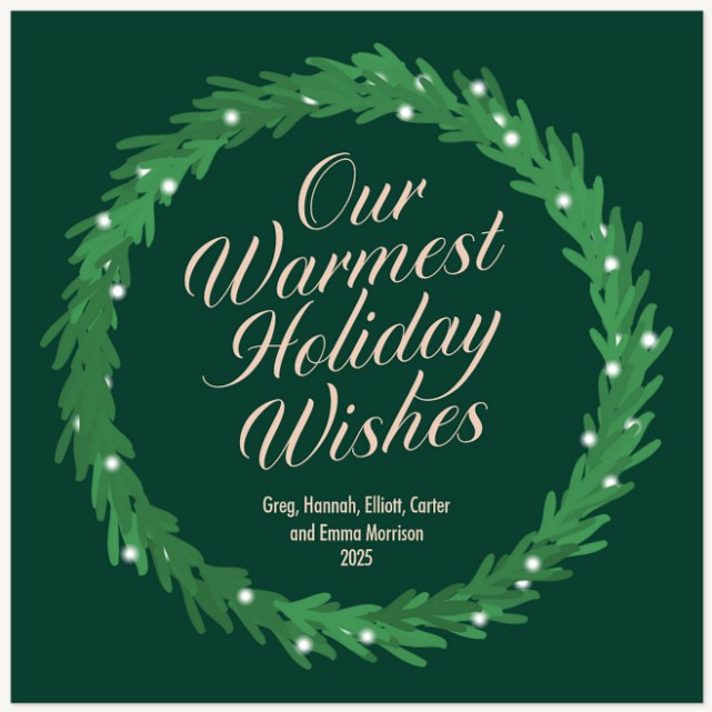 Round Wreath Personalized Holiday Cards