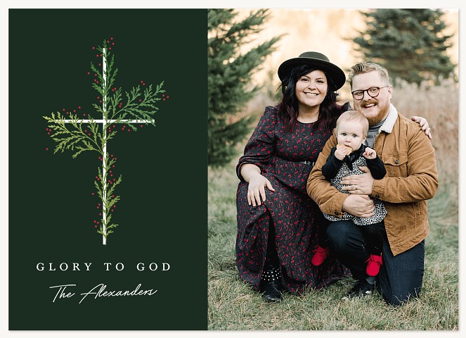 Garland Cross Personalized Holiday Cards