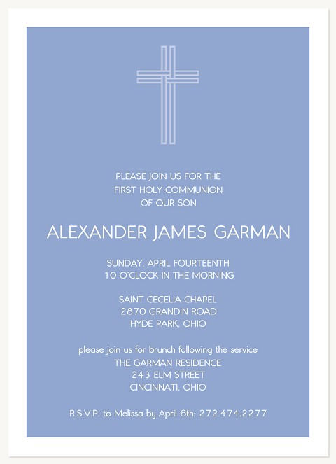 Classic Serenity First Communion Invitations