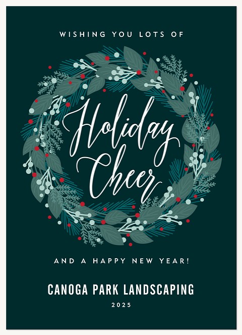Cranberry Wreath Business Holiday Cards
