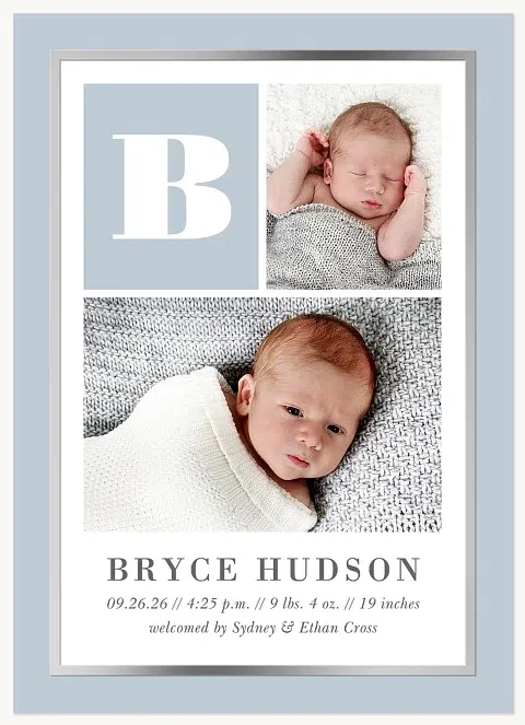 Dignified Monogram Baby Announcements